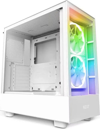 NZXT H5 Elite BLANC avec ventilateurs RGB arc-en-ciel illuminés