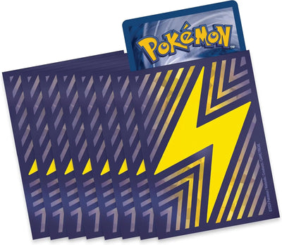 Protecteur de cartes Pokémon bleu marine Coffret Dresseur d’Élite EV08 foudre jaune
