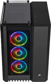 Boîtier PC Corsair Crystal 680X RGB Noir avec 3 ventilateurs RGB verticaux arc-en-ciel
