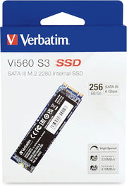 Disque SSD Verbatim Vi560 S3 256Go SATA III M.2 2280 boîte bleue et blanche