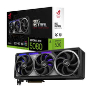 Carte graphique ASUS ROG ASTRAL GeForce RTX 5080 OC noire et argentée à LED violettes - Carte Graphique
