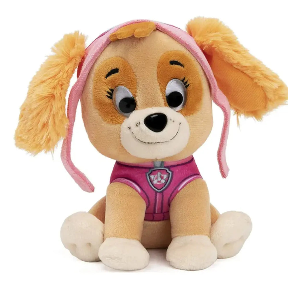 Peluche Stella Paw Patrol 23 cm au pelage beige, bandeau et gilet roses