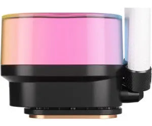Refroidisseur CPU liquide CORSAIR iCUE Link H100i 240 RGB Blanc, pompe noire translucide arc-en-ciel