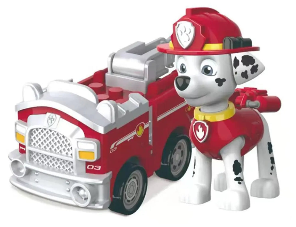 Mini véhicule Marshall Pat Patrouille camion de pompier rouge et blanc avec taches noires