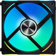 Lot de 3 Lian Li Uni Fan AL120 V2 RGB 12cm noir à cadre noir et éclairage bleu-vert