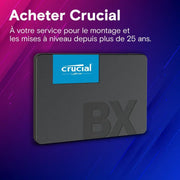 Disque SSD Crucial BX500 1To 2.5’’ noir avec logo bleu BX