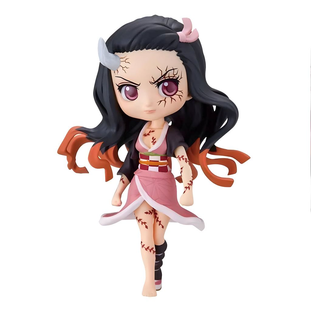 Figurine chibi Nezuko Kamado Demon Slayer 02 : cheveux noirs longs, cornes roses, yeux violets