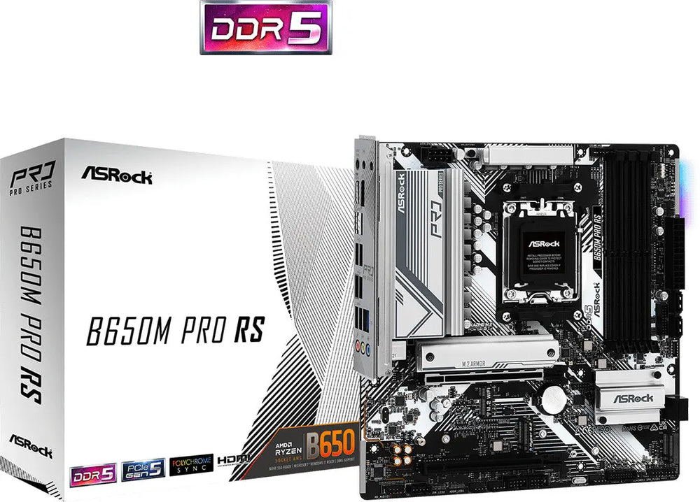 Carte mère ASRock B650M Pro RS AM5 noire et argentée avec DDR5