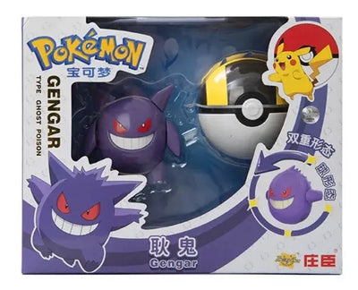 Figurine Ectoplasma Gengar violet aux yeux rouges dans boîte Pokéball