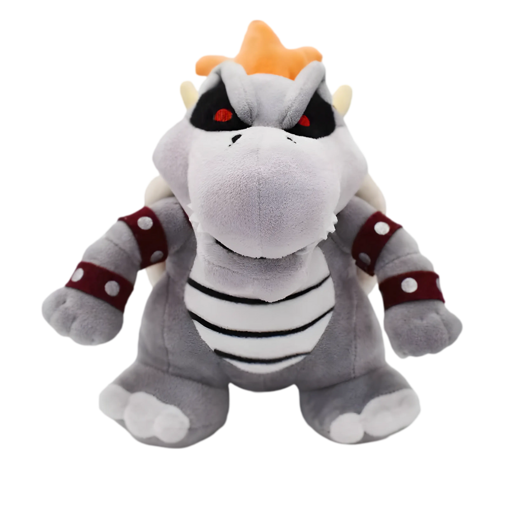 Peluche Bowser Skelet Super Mario Bros 25 cm gris avec couronne orange