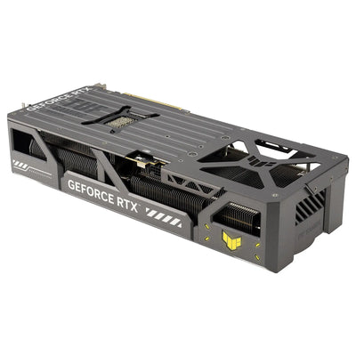 Carte graphique ASUS TUF Gaming GeForce RTX 5080 OC noire et jaune à design angulaire