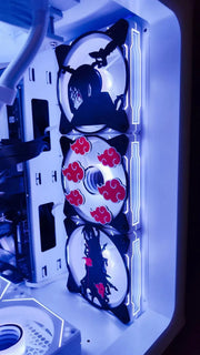 Grille ventilateur Naruto Akatsuki 120mm/140mm avec silhouettes et nuages rouges