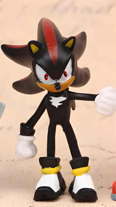 Figurine Sonic Shadow 7 cm noir et rouge avec gants blancs