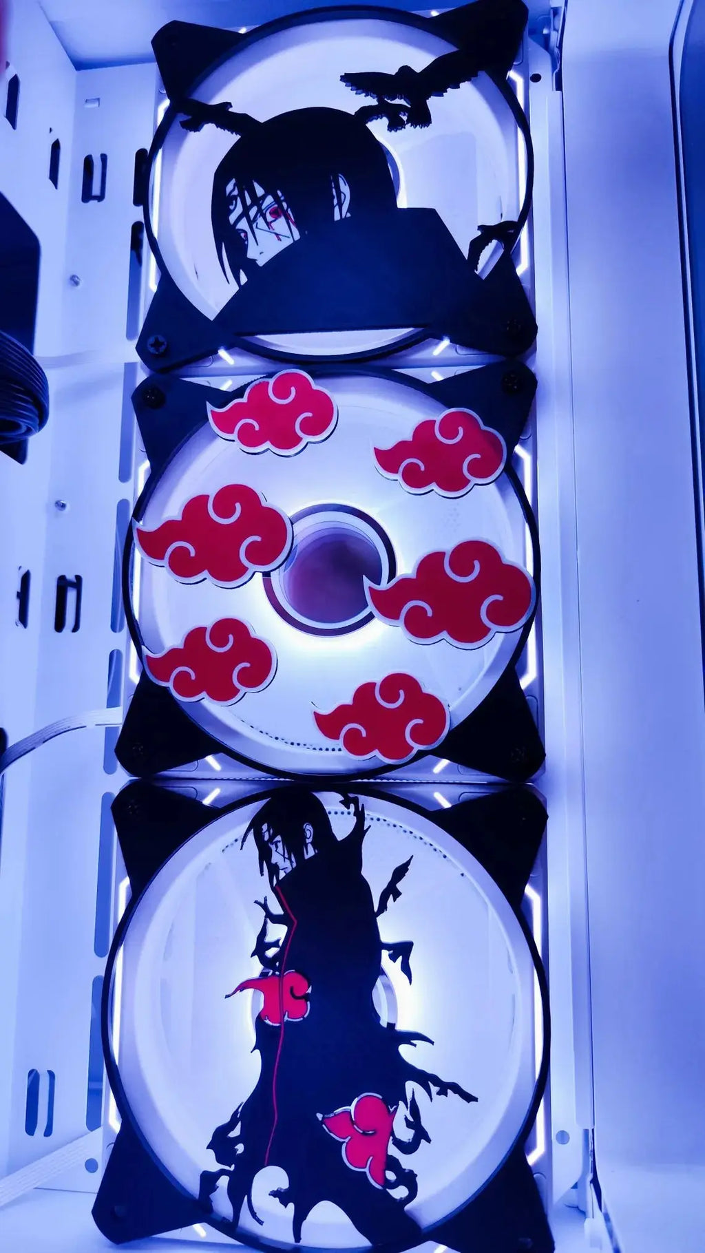 Grille ventilateur Naruto Akatsuki 120mm/140mm noire rouge illuminée