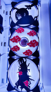 Grille ventilateur Naruto Akatsuki 120mm/140mm noire rouge illuminée