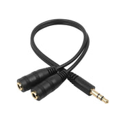 Adaptateur doubleur jack 3.5 mm noir avec contacts plaqués or