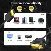 Câble adaptateur HDMI vers DVI noir 3m avec connecteurs plaqués or HD 1080p