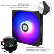 Ventilateur PC TL C12C-S 120 mm noir carré à LED RGB bleu-violet