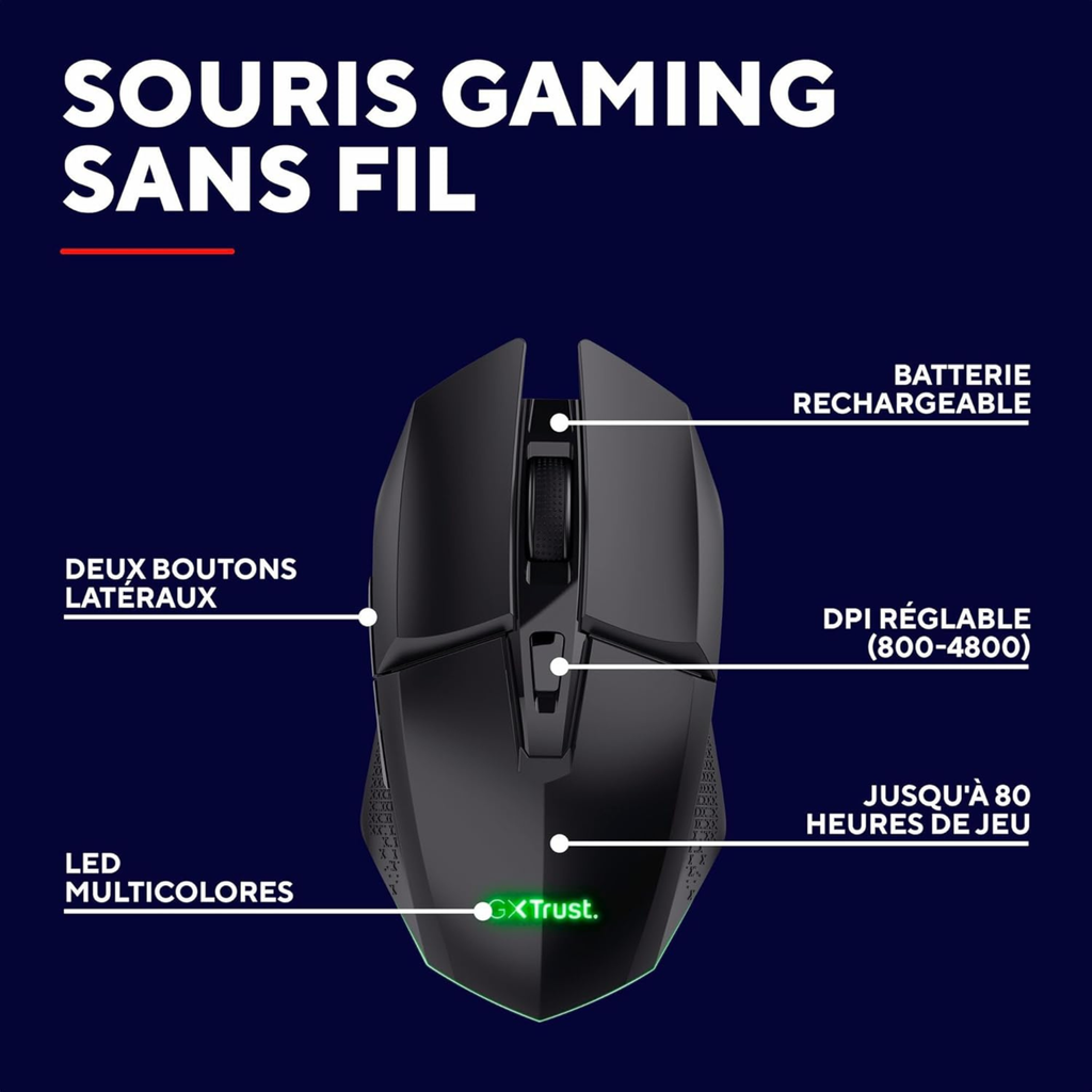 Souris Gamer - GX Trust - GXT 1108 - Noir