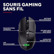 Souris gamer GX Trust GXT 1108 noire sans fil rechargeable DPI 800-4800 LED RGB