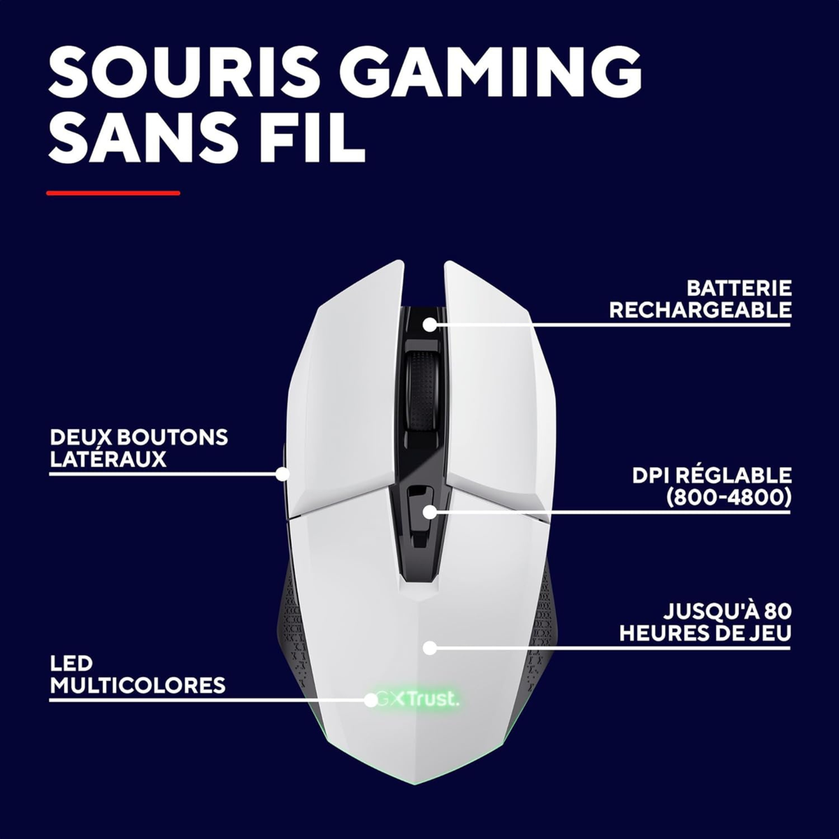 Souris Gamer - GX Trust - GXT 1108 - Blanc