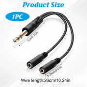 Doubleur Jack 3,5 mm noir avec 1 mâle et 2 femelles isolés caoutchouc