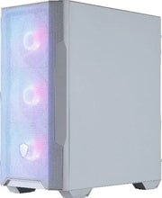 Coque PC gaming MSI MAG FORGE M100R BLANC argentée avec mesh frontal et LED bleu rose