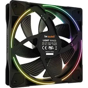 Ventilateur be quiet! Light Wings RGB 120mm noir avec anneau RGB coloré
