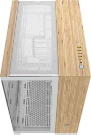 Corsair 6500X Blanc/Marron Bamboo : boîtier blanc bambou avec mesh et LED intégrée