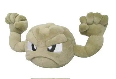 Peluche Pokémon Racaillou édition All Star limitée 20 cm, tête ronde rocheuse et poings levés