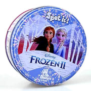Boîte ronde bleue et blanche Dobble La Reine des Neiges 2 avec Anna et Elsa
