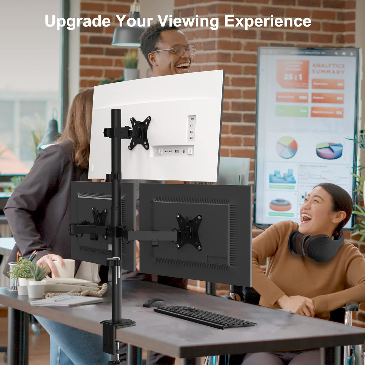 Support Bras Mécanique - Blanc - 3 moniteurs - 17" - 32" image 5