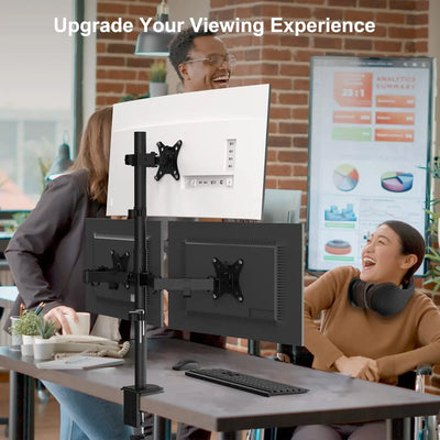 Support bras mécanique noir à 3 moniteurs avec bras ajustables