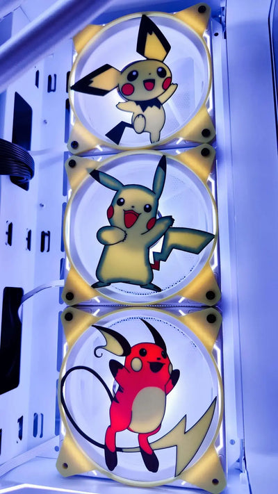 Grille ventilateur Pokémon 120mm/140mm Pikachu et famille en couleurs vives