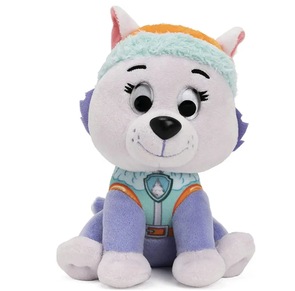Peluche Paw Patrol Everest 23 cm blanche et violette avec gilet turquoise orange