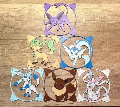 Grilles ventilateur Pokémon 120mm/140mm Evoli colorées 5 pièces