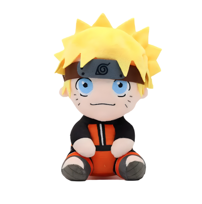 Peluche Naruto Uzumaki 20 cm aux cheveux jaunes, yeux bleus et bandeau spiralé