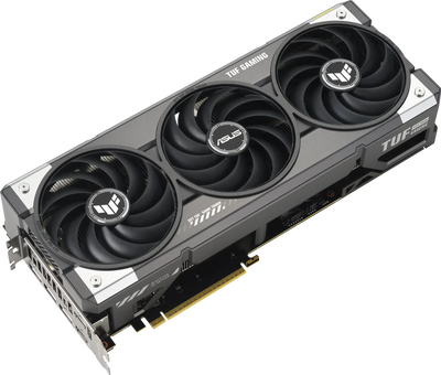Carte graphique ASUS TUF GeForce RTX 5070 Ti OC Edition 16 Go noire et argentée à trois ventilateurs