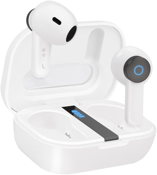 Écouteurs sans fil Bluetooth TooQ Bender Blanc avec boîtier de charge