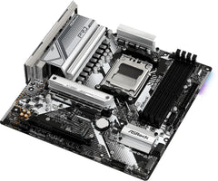 Carte mère ASRock B650M PRO RS AM5 noire et argentée avec dissipateurs thermiques métalliques