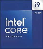 Boîte Intel Core i9-14900K 14e gen, design bleu élégant argenté