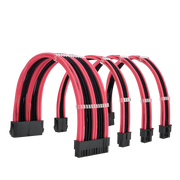 Câbles d’alimentation tressés rouge et noir avec connecteurs noirs pour PSU ATX/EPS/PCIe