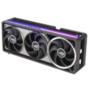 Carte graphique ASUS ROG Astral GeForce RTX 5080 OC noire argentée avec 3 ventilateurs et LED violettes