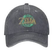 Casquette baseball grise foncée usée Zelda Tears of the Kingdom teal/or