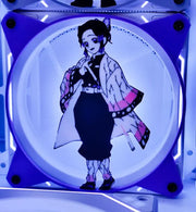 Grille ventilateur LED Demon Slayer 120mm/140mm Shinobu Kocho bleu circulaire