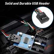 Connecteur USB header noir 9 broches avec câbles colorés, adaptateur splitter