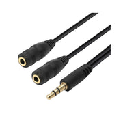 Adaptateur doubleur jack 3.5 mm noir avec connecteurs plaqués or