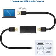 Adaptateur USB femelle vers femelle noir type A à micro B