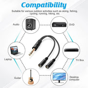 Doubleur jack 3,5 mm noir avec connecteur mâle et 2 femelles