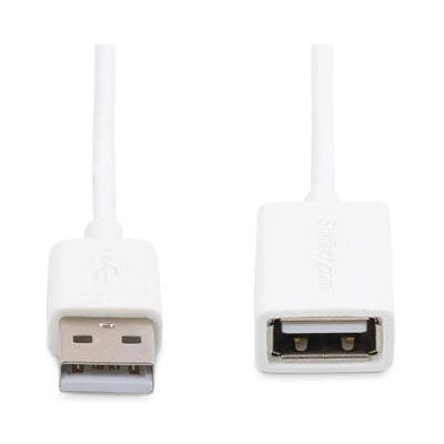 Rallonge USB femelle vers mâle 1 m vue arrière, blanc USB-A à USB-B
